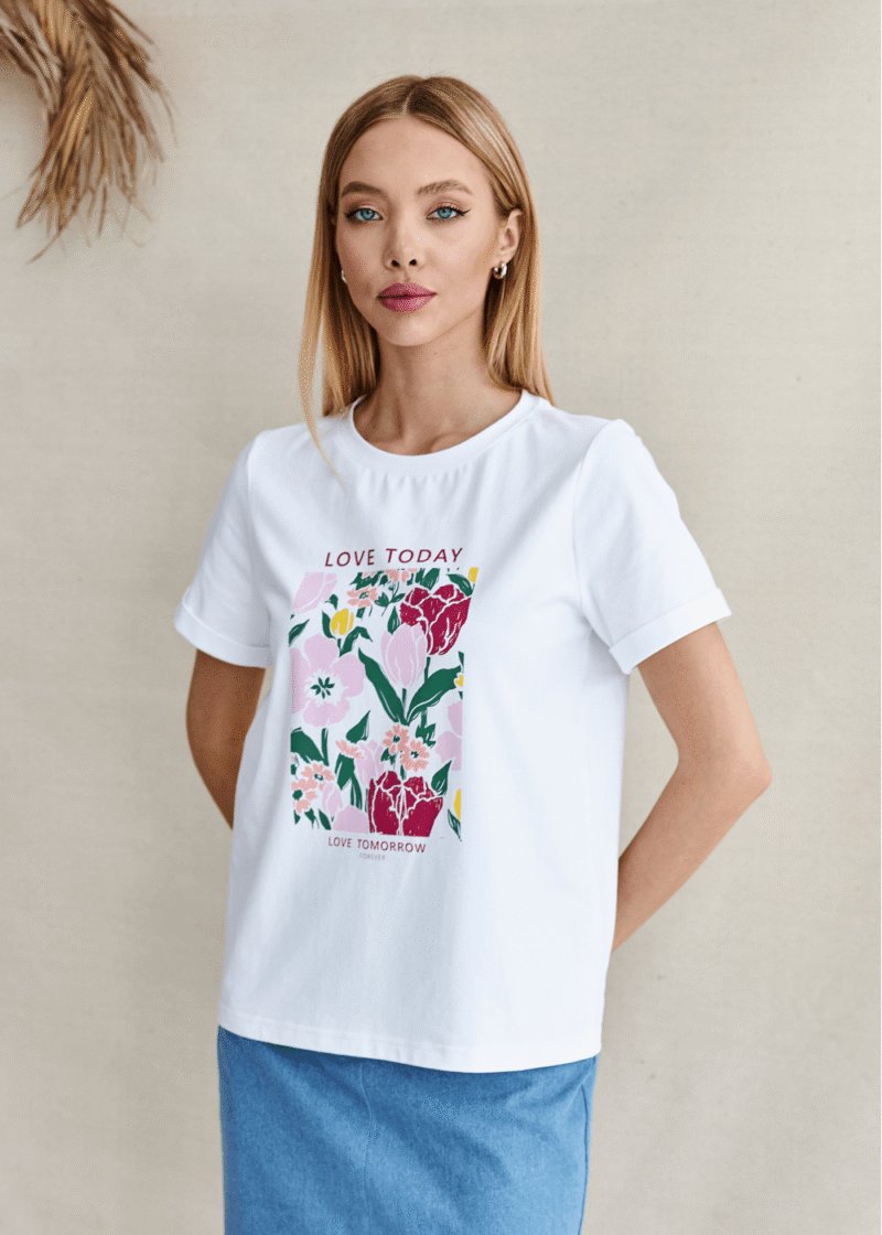 Flower white T-shirt